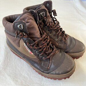 Diesel hiking boots Olson Village Lace up ankle brown coated canvas Mens 7.5
